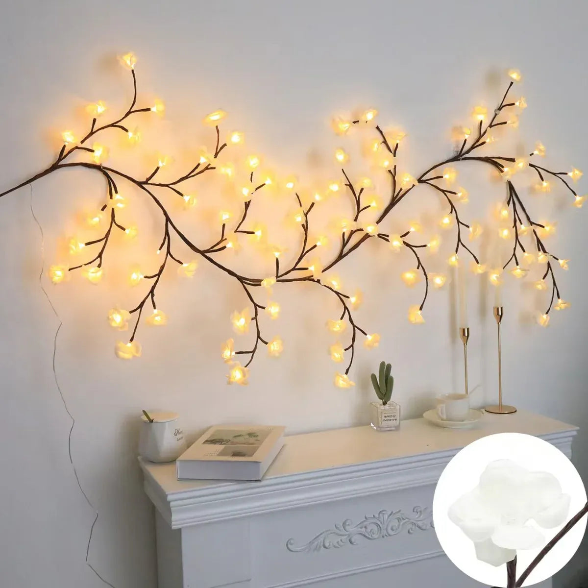 WILVARA – Decorative LED Willow Branch Wall Light Warm White for Bedroom and Living Room